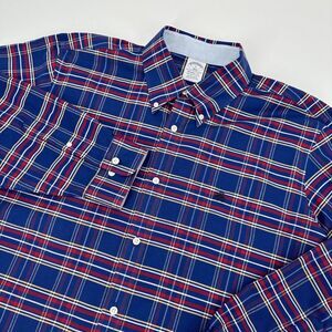 Brooks Brothers 1818 Men Dress Button Down Shirt XL Long Sleeve Blue Red Yellow
